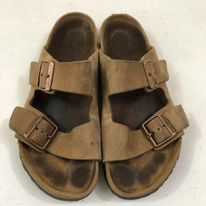Birkenstock Arizona Sandals Sueded Tan Straps
